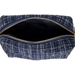 Tweed Make-Up Pouch Small Navy Blue