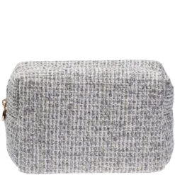 Tweed Make-Up Pouch Small Steel blue
