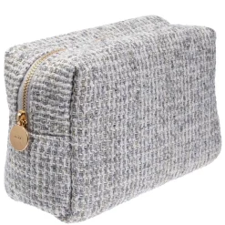 Tweed Make-Up Pouch Small Steel blue