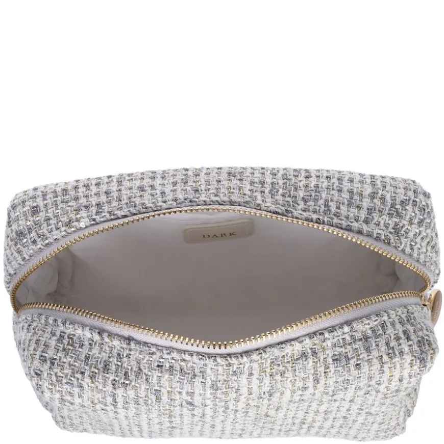 Tweed Make-Up Pouch Small Steel blue
