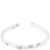 Velvet Hair Band Thin Off White Butterfly Pattern