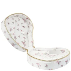 Velvet Heart Jewellery Box Off White Butterfly Pattern