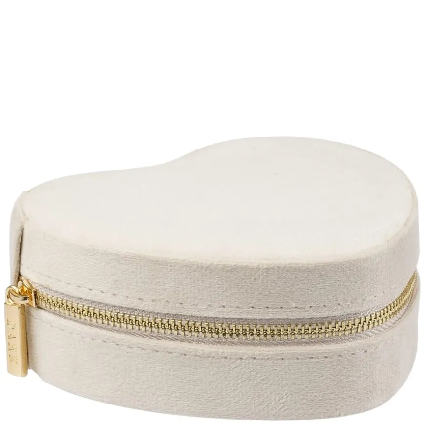Velvet Heart Jewellery Box - Sand
