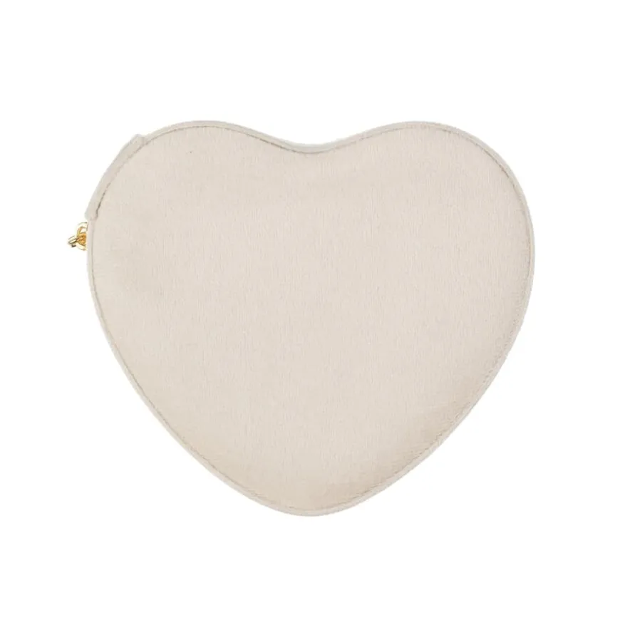 Velvet Heart Jewellery Box - Sand