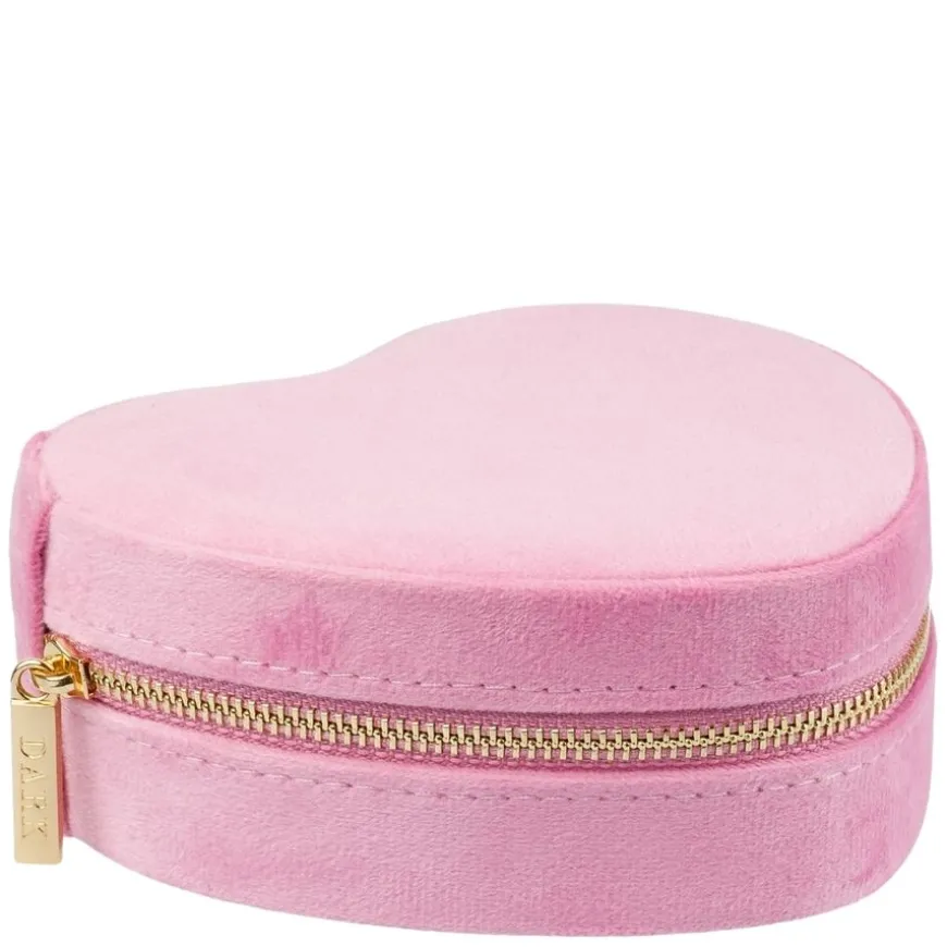 Velvet Heart Jewellery Box Bubblegum Pink