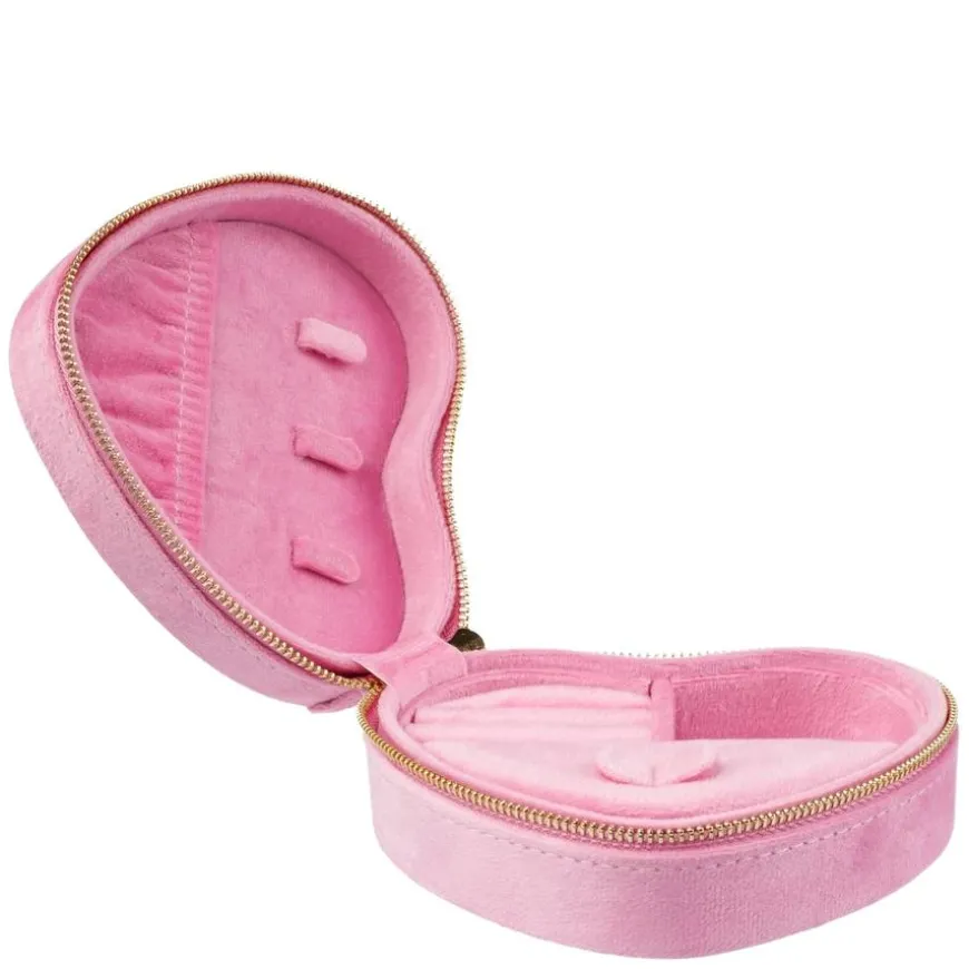 Velvet Heart Jewellery Box Bubblegum Pink