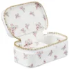 Velvet Jewellery Box Micro Off White Butterfly Pattern