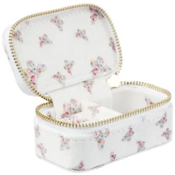 Velvet Jewellery Box Micro Off White Butterfly Pattern