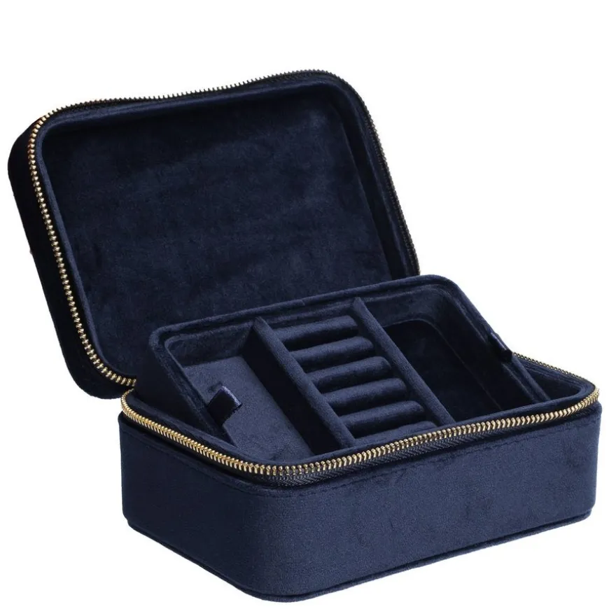 Velvet Jewellery Box Navy Blue