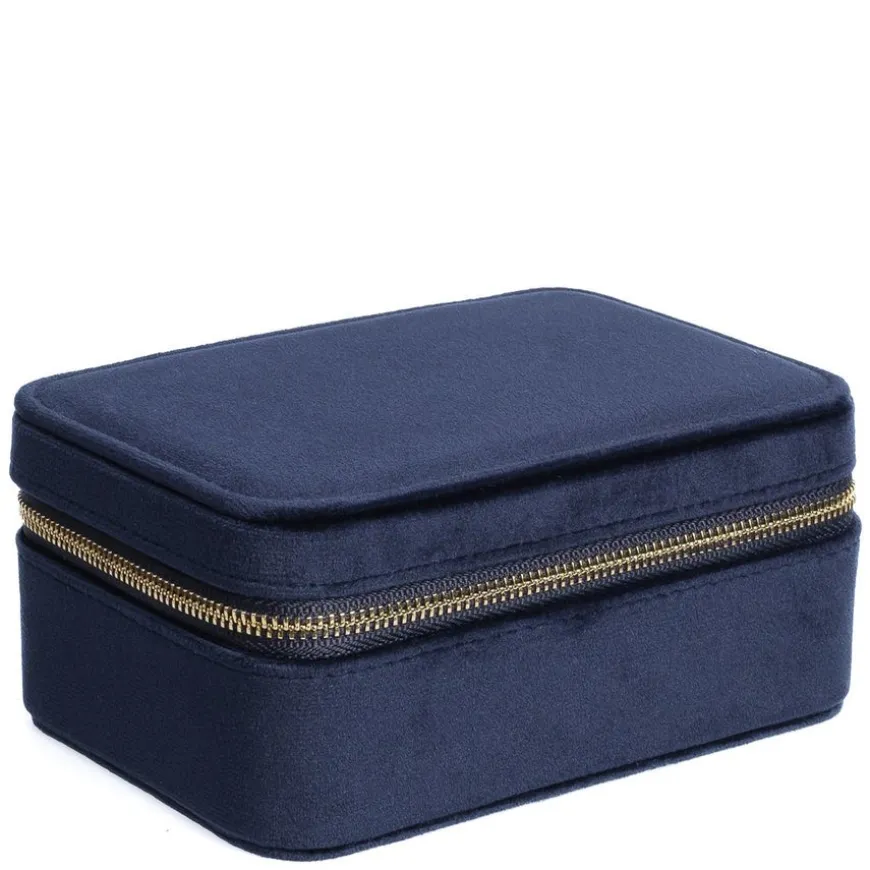 Velvet Jewellery Box Navy Blue