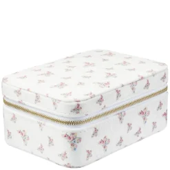 Velvet Jewellery Box Off White Butterfly Pattern