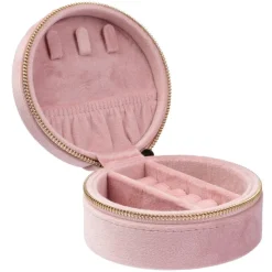 Velvet Jewellery Box Round Light Pink