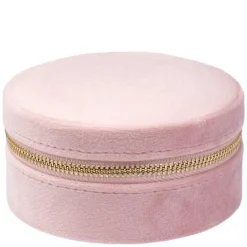 Velvet Jewellery Box Round Light Pink