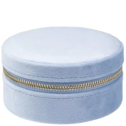 Velvet Jewellery Box Round Light Blue