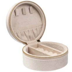 Velvet Jewellery Box Round Sand