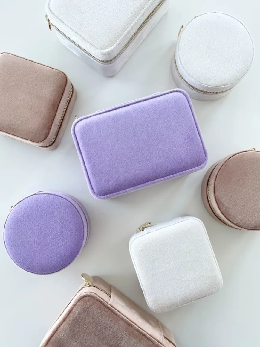 Velvet Jewellery Box Sparkled Champagne