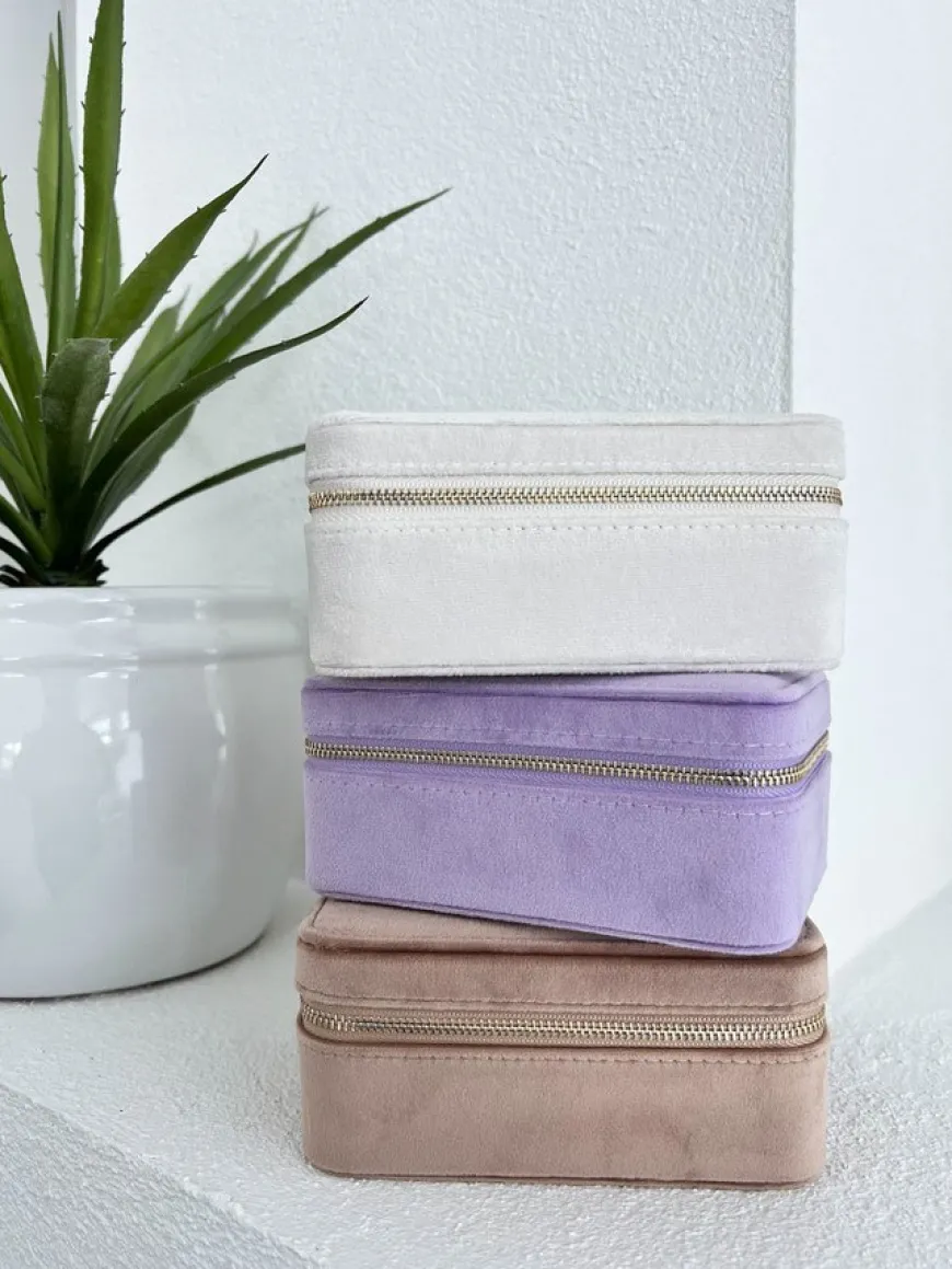 Velvet Jewellery Box Sparkled Champagne