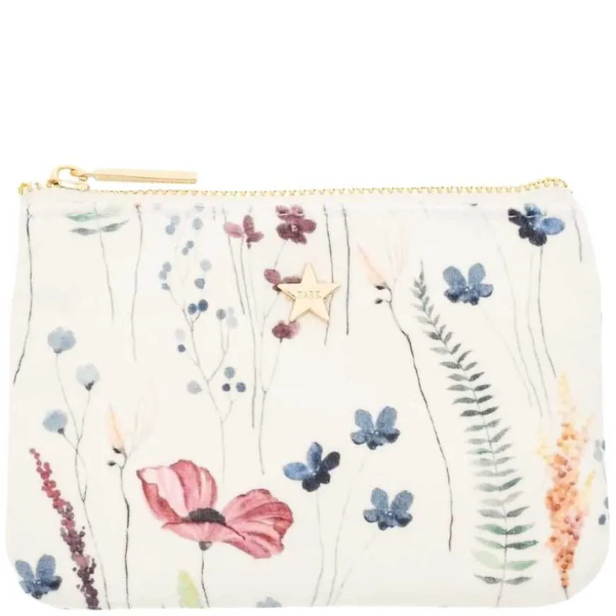 Velvet Mini Pouch Multicolor Fower Pattern