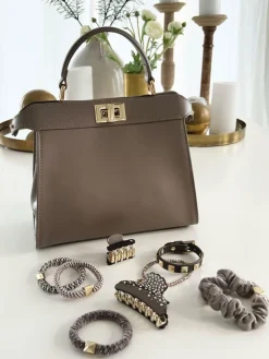 Velvet Mini Schrunchie Taupe