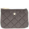 Velvet Quilted Mini Pouch Dark Grey