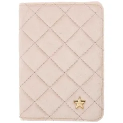 Velvet Quilted Passport Cover Sparkled Pale Rose