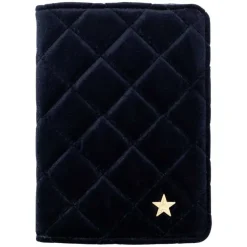 Velvet Quilted Passport Cover Navy Blue