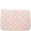 Velvet Quilted Small Pouch Sparkled Pale Rose