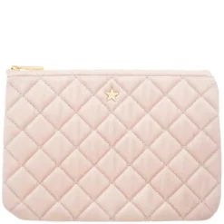 Velvet Quilted Small Pouch Sparkled Pale Rose
