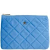 Velvet Quilted Small Pouch Ibiza Blue