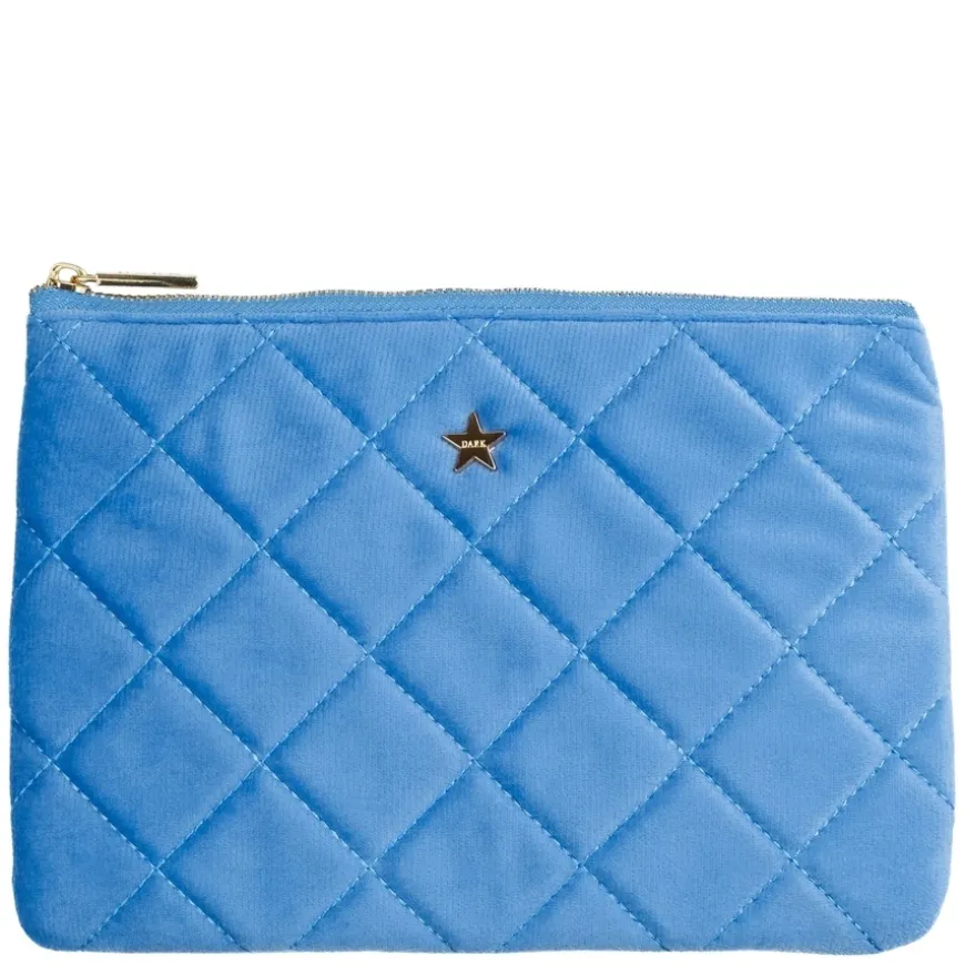 Velvet Quilted Small Pouch Ibiza Blue