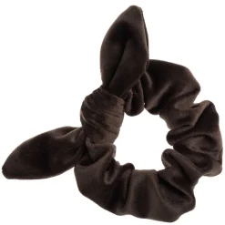 Velvet Scrunchie With Bow Chocolate Brown