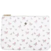 Velvet Small Pouch Off White Butterfly Pattern