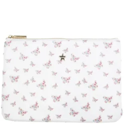 Velvet Small Pouch Off White Butterfly Pattern