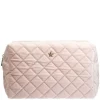 Velvet Square Quilted Make-Up Pouch Large Sparkled Pale Rose