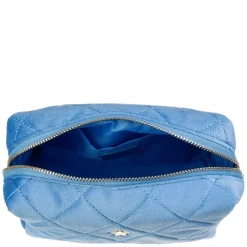 Velvet Square Quilted Make-Up Pouch Small Ibiza Blue