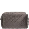 Velvet Square Quilted Make-Up Pouch Small Dark Grey