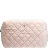 Velvet Square Quilted Make-Up Pouch Small Sparkled Pale Rose