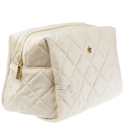 Velvet Square Quilted Make-Up Pouch Large Sand