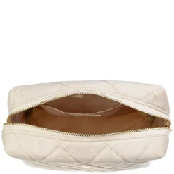 Velvet Square Quilted Make-Up Pouch Small Sand