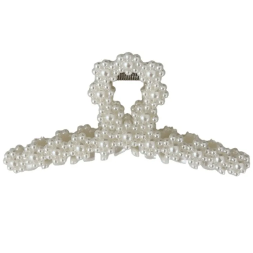 Vintage Pearl Hair Claw Looped White