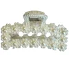 Vintage Pearl Hair Claw Square White