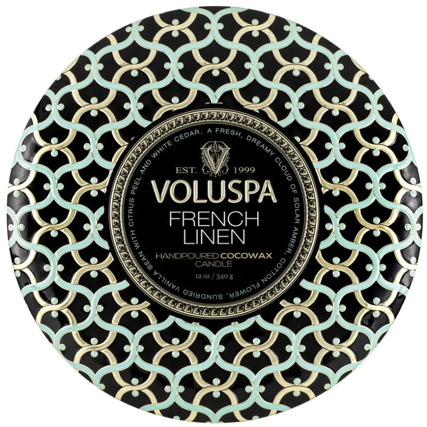 3-Wick Tin Candle French Linen 340g