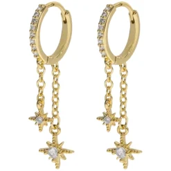 Winny Crystal Stars on Chain Hoop Earrings