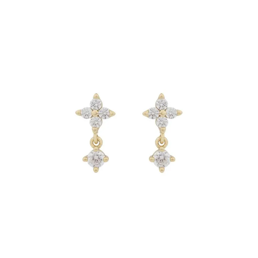 Wish Short Earrings Gold/Clear 13mm