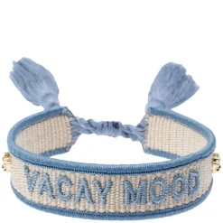 Woven Friendship Bracelet Thin "Vacay Mood" Sand & Cool Blue