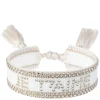 Woven Friendship Bracelet With Crystals "Je T'aime" White With Sand