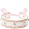 Woven Friendship Bracelet With Star Studs White With Bubblegum Pink & Gold