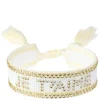 Woven Friendship Bracelet With Crystals "Je T'aime" White With Pale Yellow