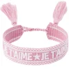 Woven Friendship Bracelet Je T'aime Rose