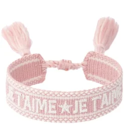Woven Friendship Bracelet Je T'aime Light Rose